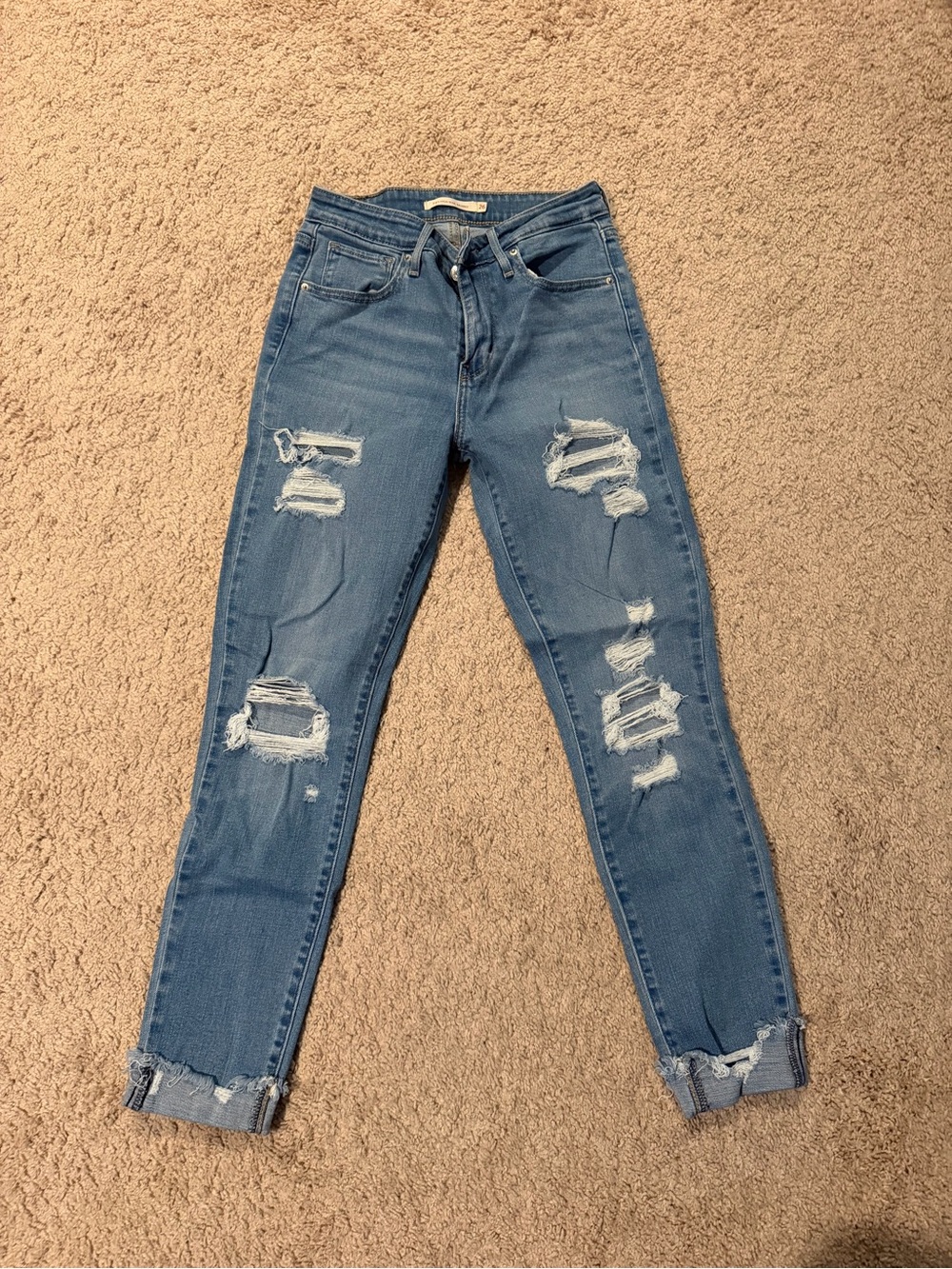 Levi's Distressed Skinny Blue Ripped Jeans